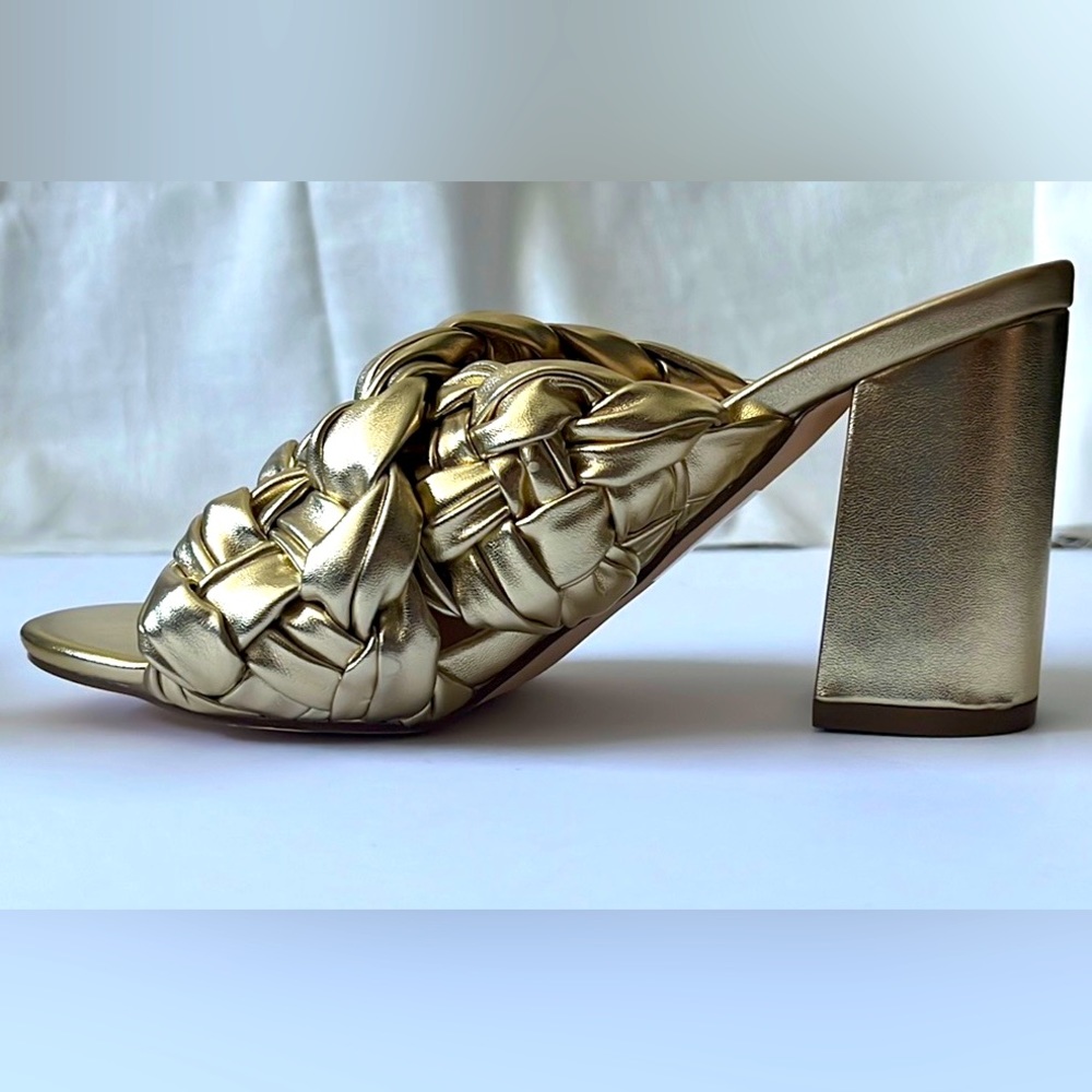 JF Gold Chunky Heeled Mules